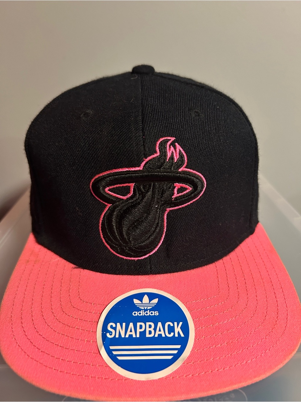 Adidas Miami Heat Black and Pink Snapback Hat